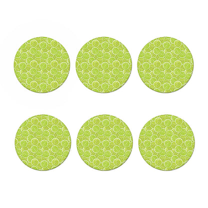 Green Lime Slices Pattern Print Coaster Set