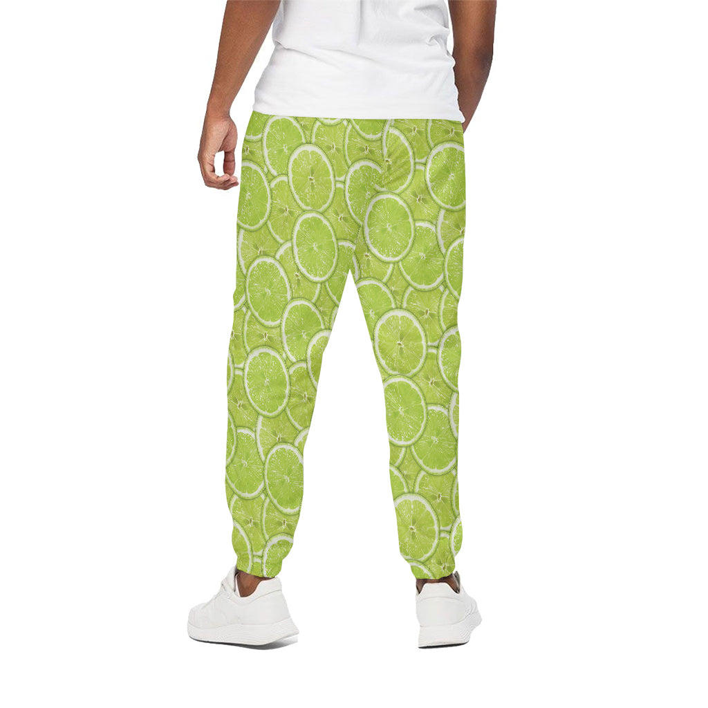 Green Lime Slices Pattern Print Cotton Pants