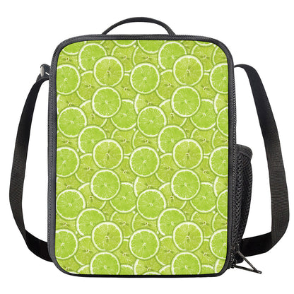 Green Lime Slices Pattern Print Crossbody Lunch Bag