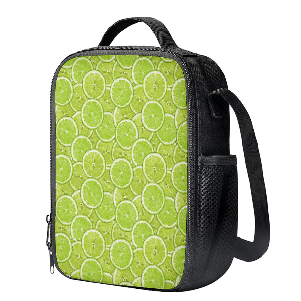 Green Lime Slices Pattern Print Crossbody Lunch Bag