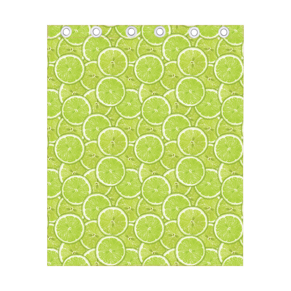 Green Lime Slices Pattern Print Curtain