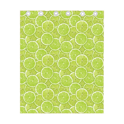 Green Lime Slices Pattern Print Curtain