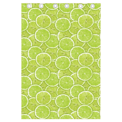 Green Lime Slices Pattern Print Curtain