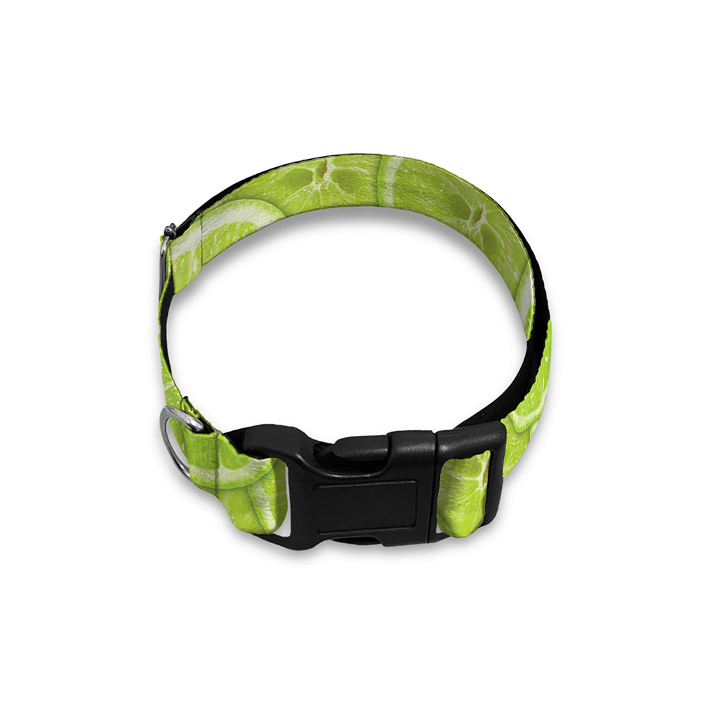 Green Lime Slices Pattern Print Dog Collar