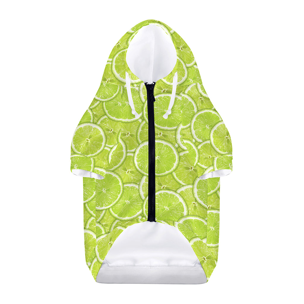 Green Lime Slices Pattern Print Dog Zip Up Hoodie