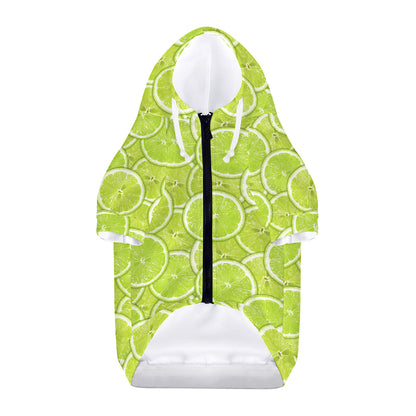 Green Lime Slices Pattern Print Dog Zip Up Hoodie