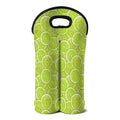 Green Lime Slices Pattern Print Double Neoprene Wine Tote