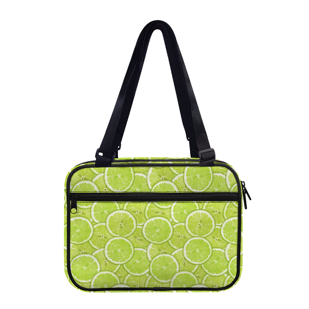 Green Lime Slices Pattern Print Double Strap Bible Bag
