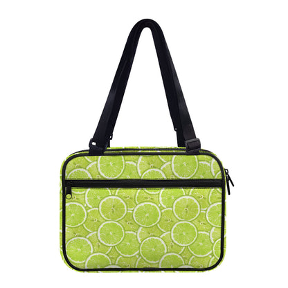 Green Lime Slices Pattern Print Double Strap Bible Bag