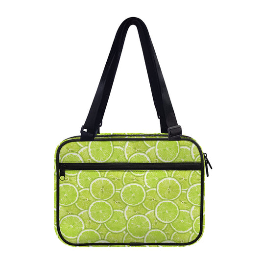 Green Lime Slices Pattern Print Double Strap Bible Bag