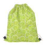 Green Lime Slices Pattern Print Drawstring Bag