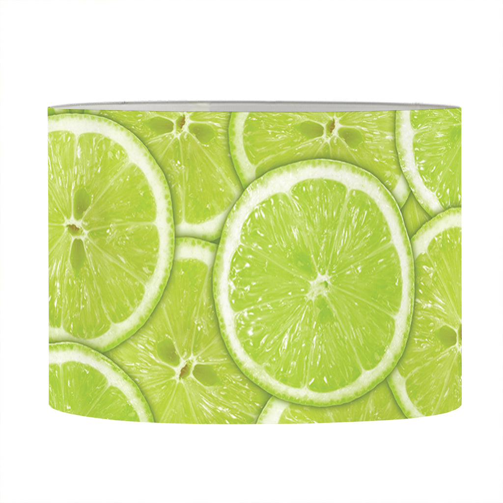Green Lime Slices Pattern Print Drum Lamp Shade