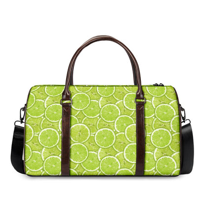 Green Lime Slices Pattern Print Duffle Bag