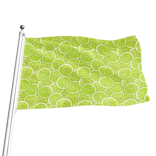 Green Lime Slices Pattern Print Flag