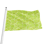 Green Lime Slices Pattern Print Flag