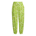 Green Lime Slices Pattern Print Fleece Lined Knit Pants