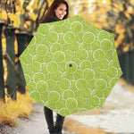 Green Lime Slices Pattern Print Foldable Umbrella