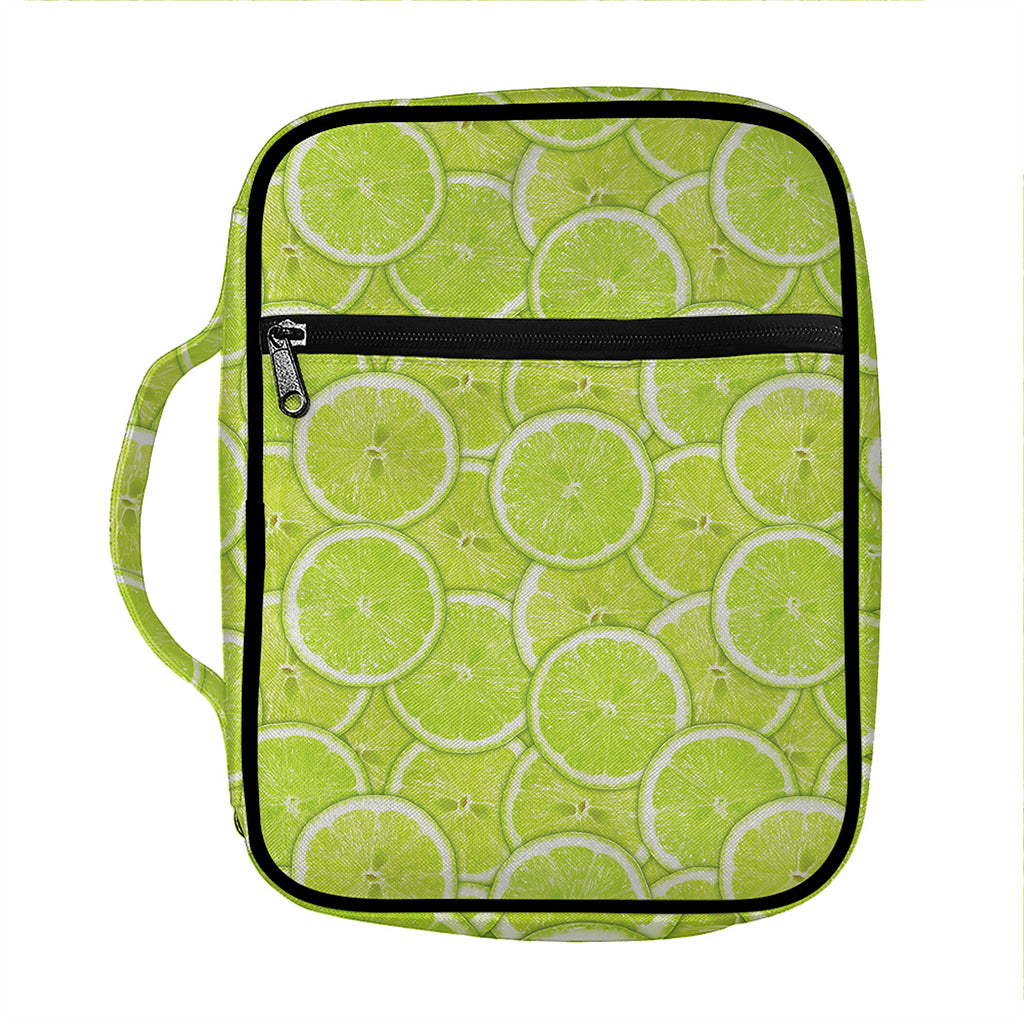Green Lime Slices Pattern Print Front Pocket Bible Bag