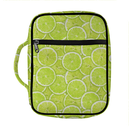 Green Lime Slices Pattern Print Front Pocket Bible Bag