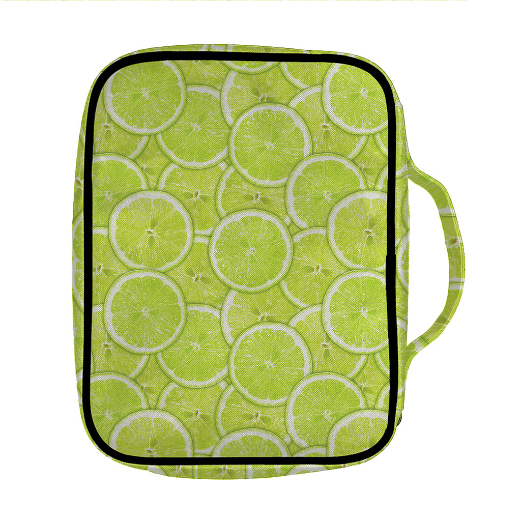 Green Lime Slices Pattern Print Front Pocket Bible Bag
