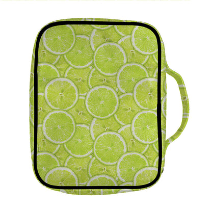 Green Lime Slices Pattern Print Front Pocket Bible Bag