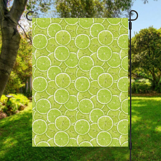 Green Lime Slices Pattern Print Garden Flag