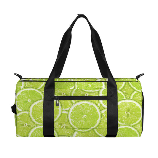 Green Lime Slices Pattern Print Gym Bag