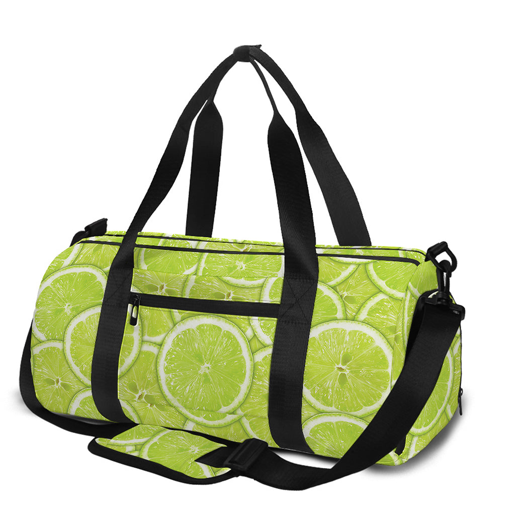 Green Lime Slices Pattern Print Gym Bag