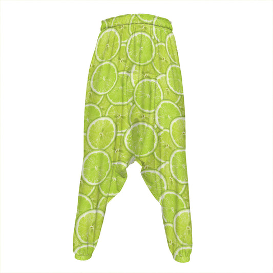 Green Lime Slices Pattern Print Hammer Pants