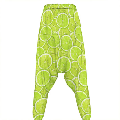 Green Lime Slices Pattern Print Hammer Pants
