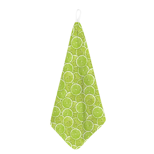 Green Lime Slices Pattern Print Hand Towel