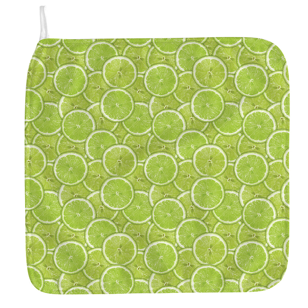 Green Lime Slices Pattern Print Hand Towel