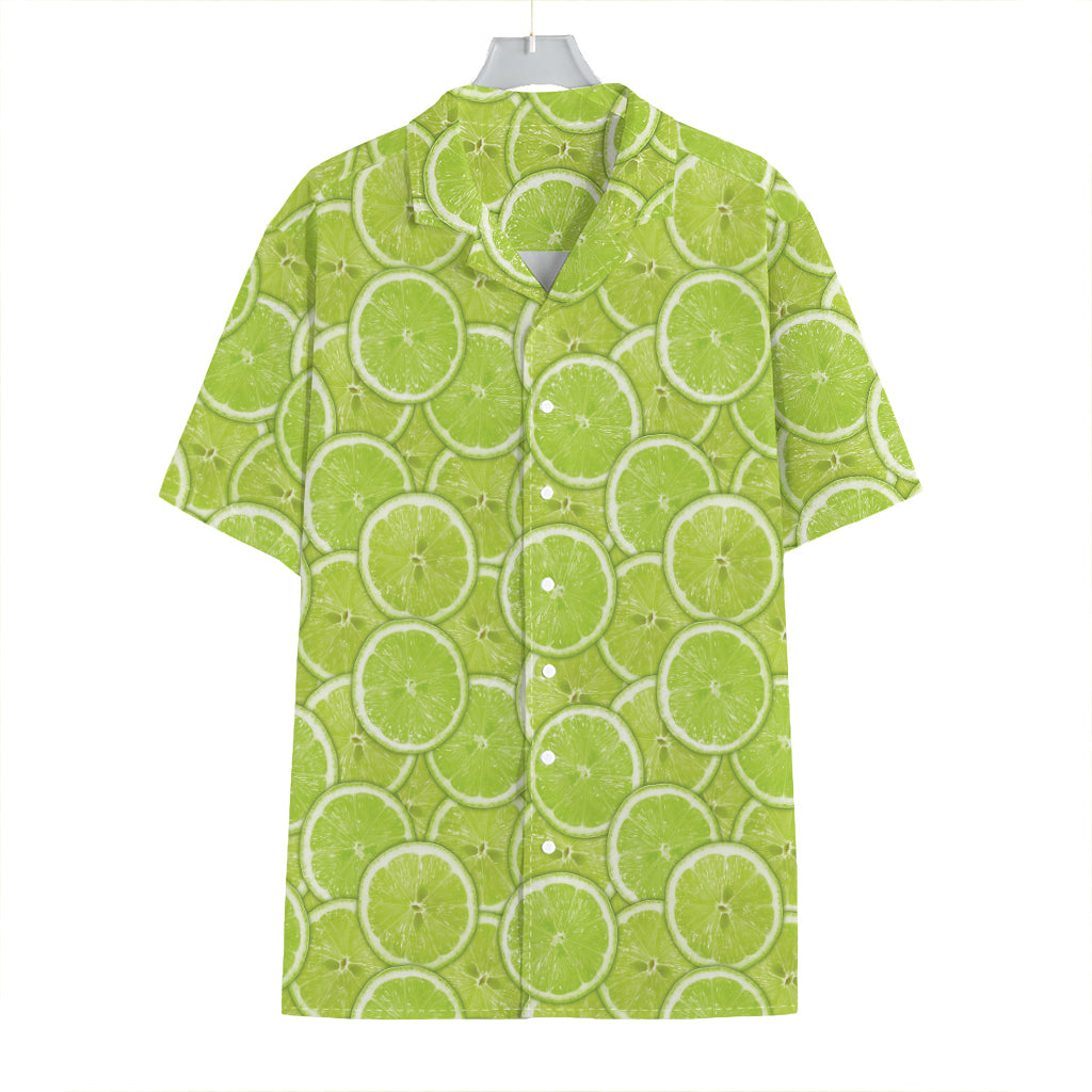 Green Lime Slices Pattern Print Hawaiian Shirt