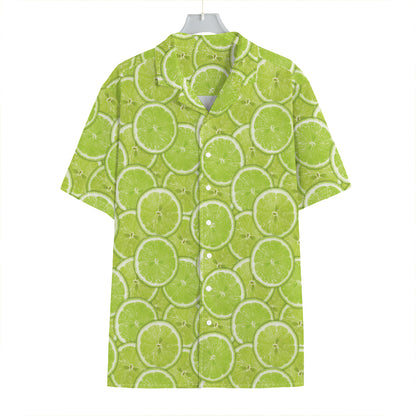 Green Lime Slices Pattern Print Hawaiian Shirt