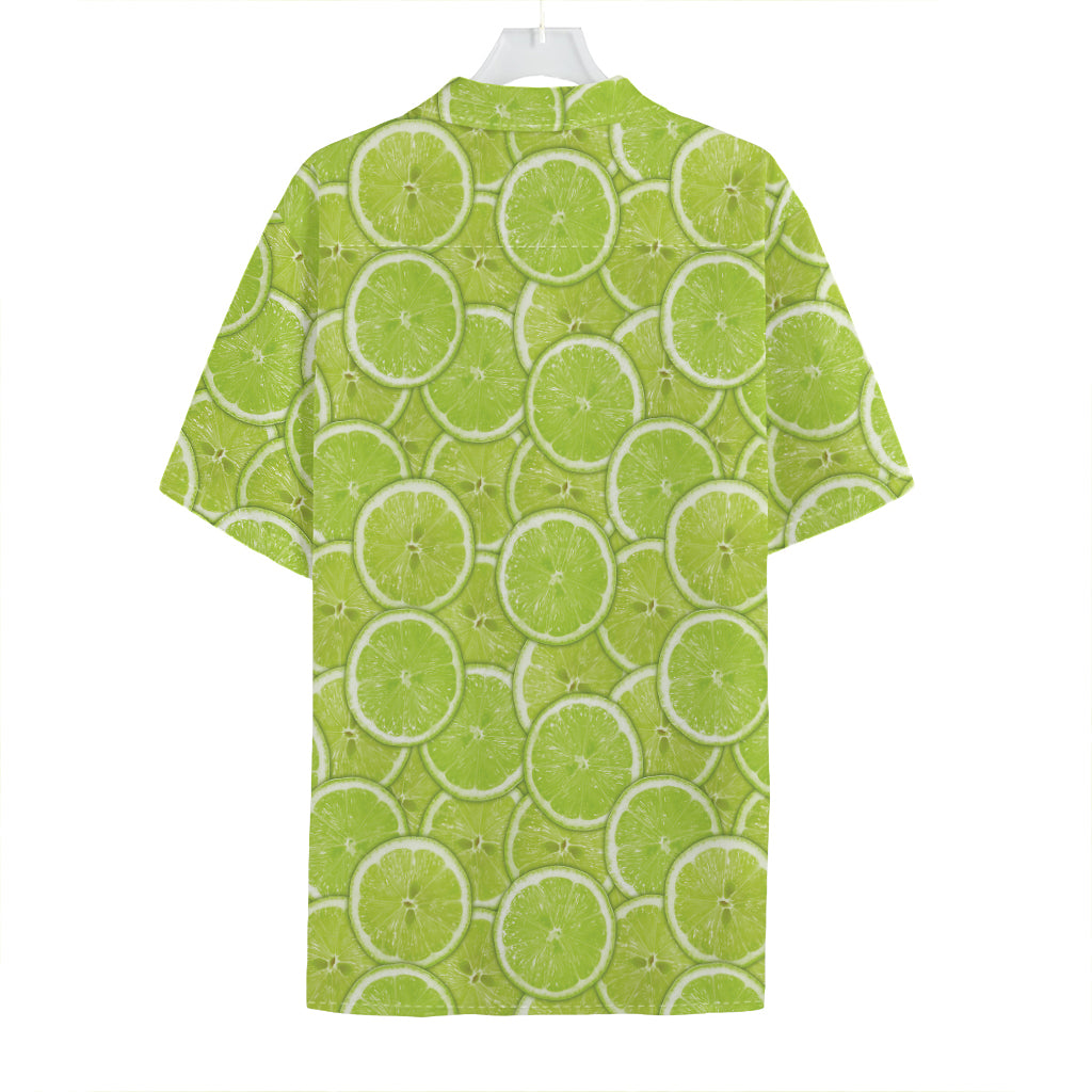Green Lime Slices Pattern Print Hawaiian Shirt