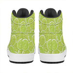 Green Lime Slices Pattern Print High Top Leather Sneakers