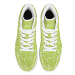Green Lime Slices Pattern Print High Top Leather Sneakers