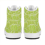 Green Lime Slices Pattern Print High Top Leather Sneakers