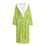 Green Lime Slices Pattern Print Hooded Bathrobe