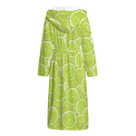 Green Lime Slices Pattern Print Hooded Bathrobe