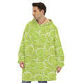 Green Lime Slices Pattern Print Hoodie Blanket