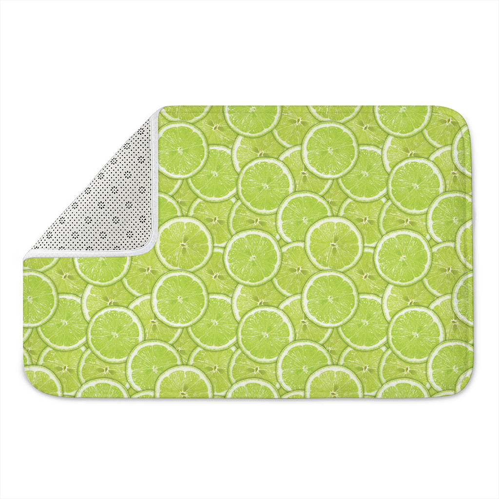 Green Lime Slices Pattern Print Indoor Door Mat