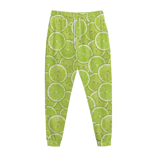Green Lime Slices Pattern Print Jogger Pants