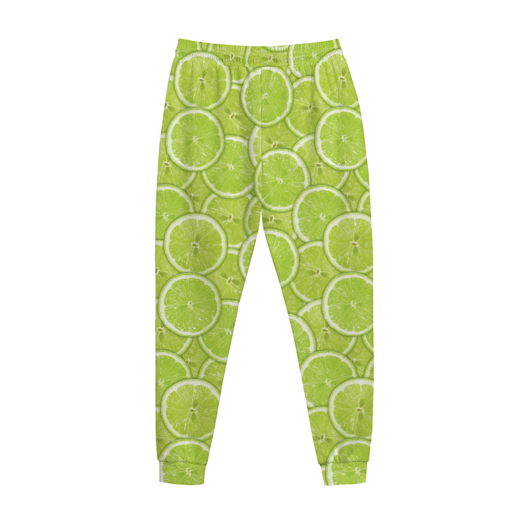 Green Lime Slices Pattern Print Jogger Pants