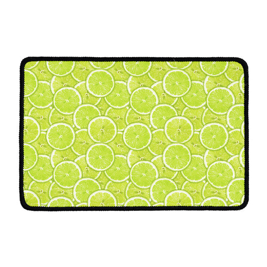 Green Lime Slices Pattern Print Kitchen Mat