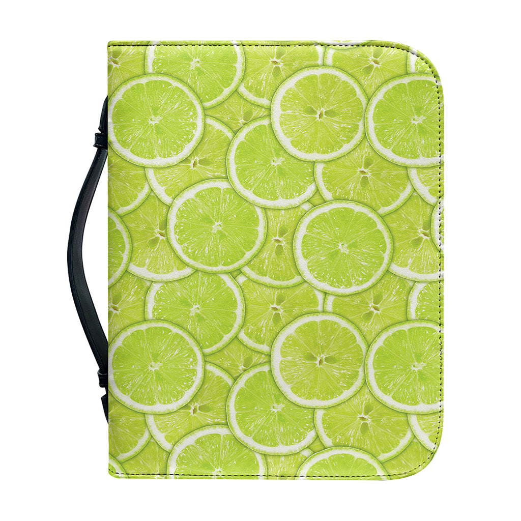 Green Lime Slices Pattern Print Leather Bible Cover