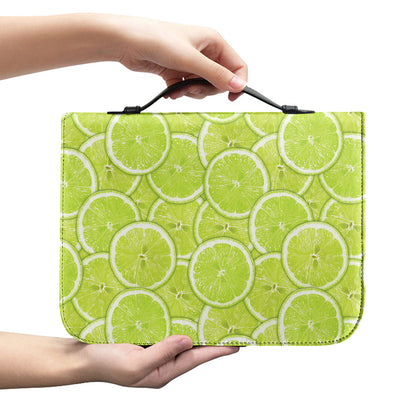 Green Lime Slices Pattern Print Leather Bible Cover