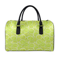 Green Lime Slices Pattern Print Leather Duffel Bag