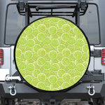 Green Lime Slices Pattern Print Leather Spare Tire Cover