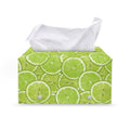 Green Lime Slices Pattern Print Leather Tissue Box Cover